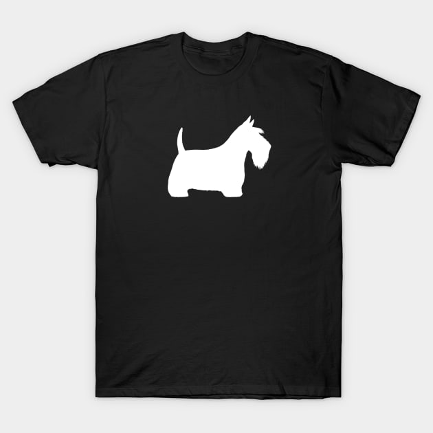 White Scottish Terrier Silhouette Scottie Dog T-Shirt by Coffee Squirrel